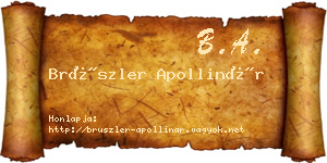 Brüszler Apollinár névjegykártya